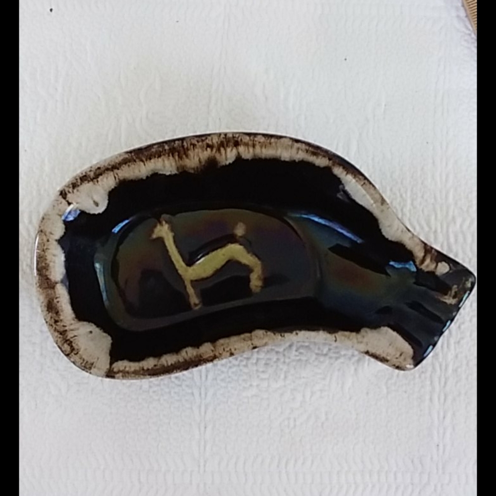 Mid Century Brown Dipped Ashtray